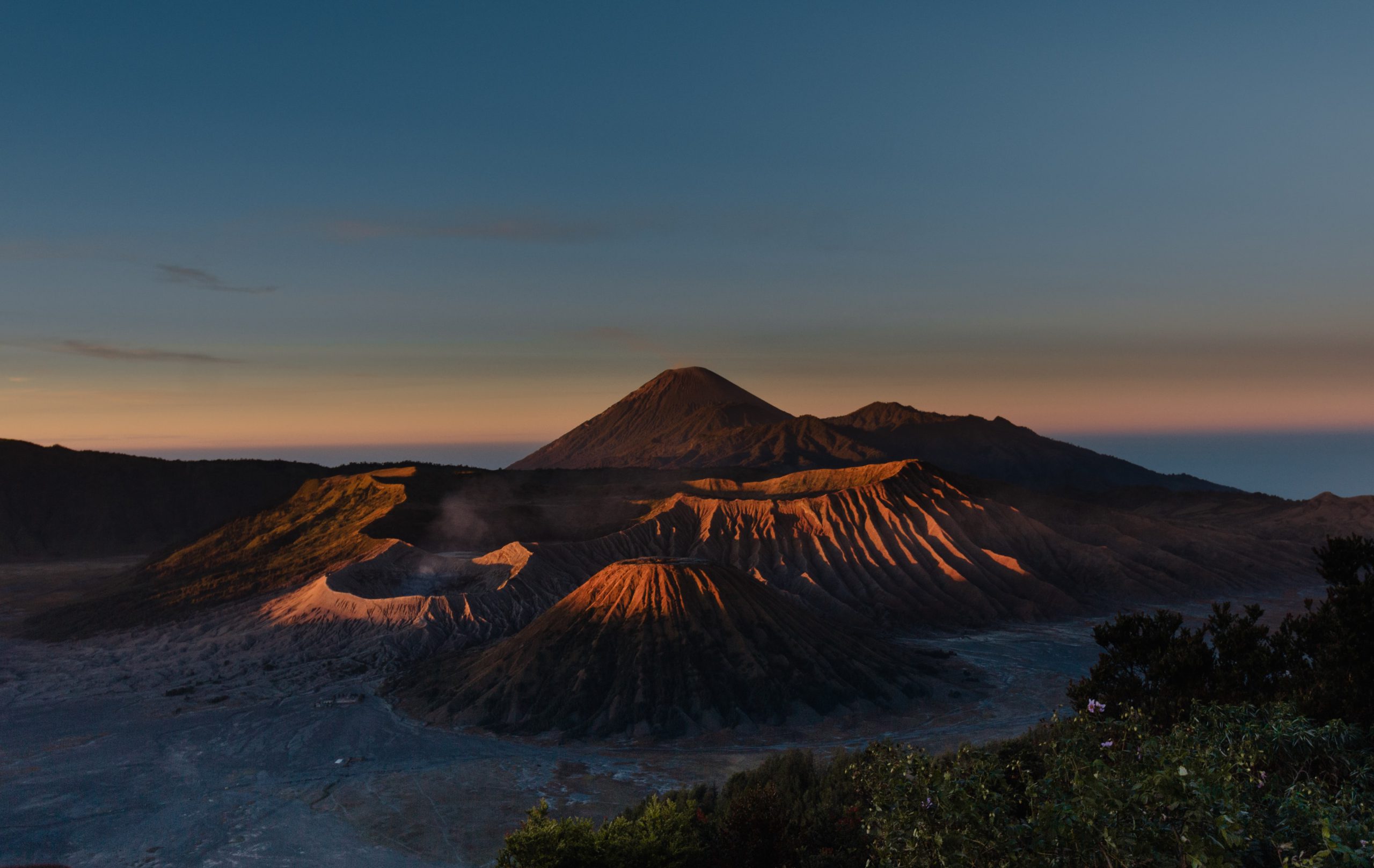 Bromo Volcano from crater rim at Sunrise. East Java, Indonesia