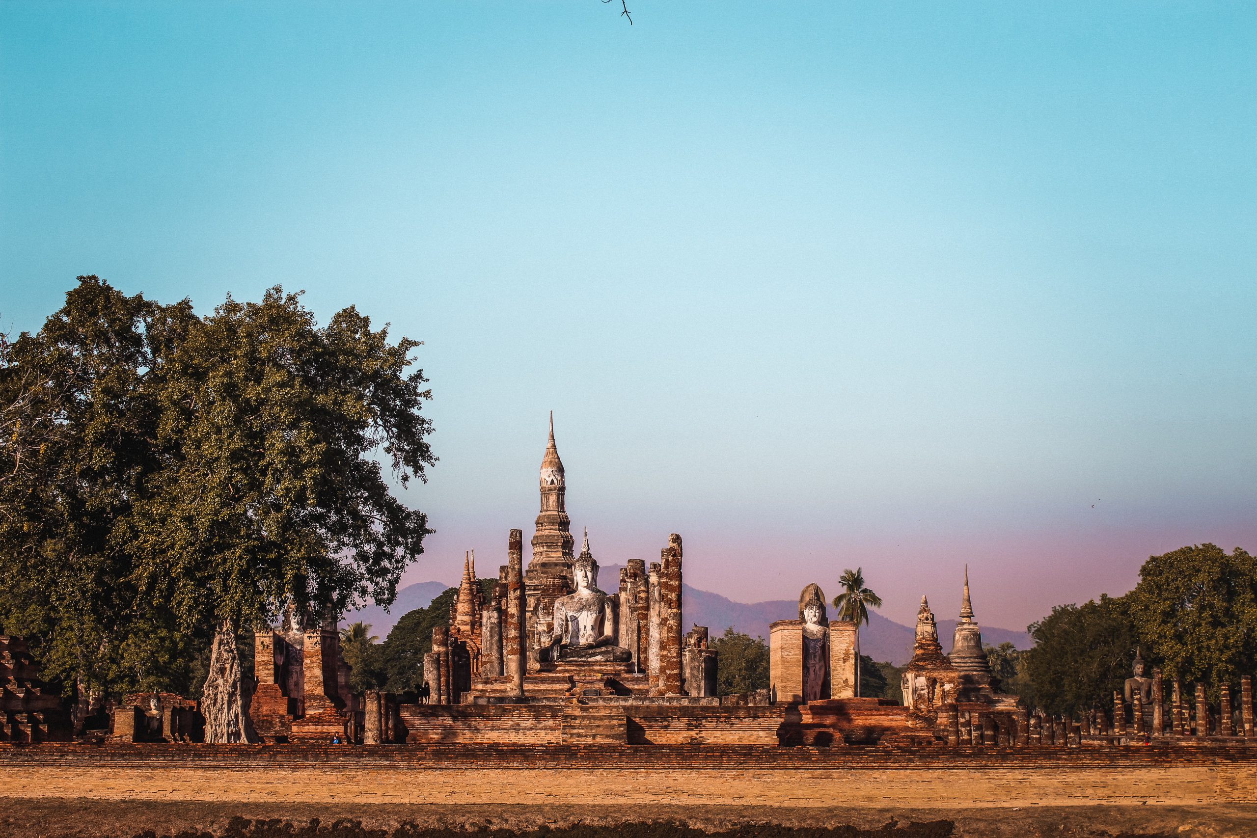 Sukhothai Archaeological Park at sunset