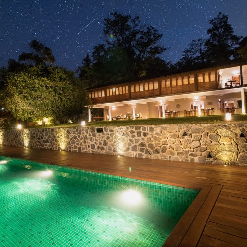 Night time view of pool and main building, Kings pavilion, Kandy