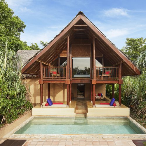 Front view of Forest Dwelling and plunge pool.